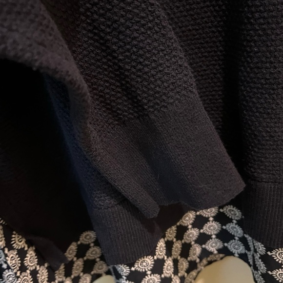 LOFT Navy Layered-look, Mixed Media Sweater, Like new, Long sleeves with cuffs - Picture 5 of 6